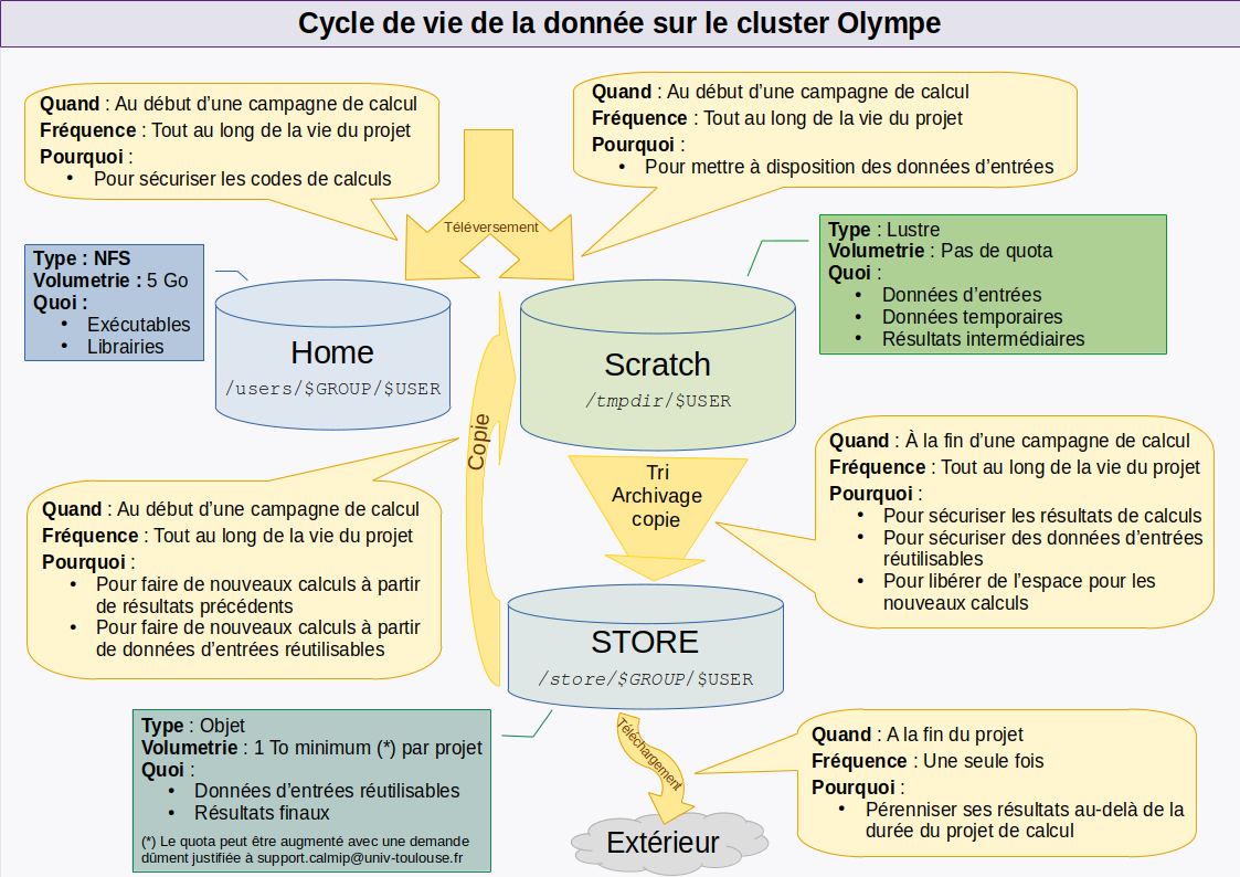 Le cycle de vie de la données sur Olympe