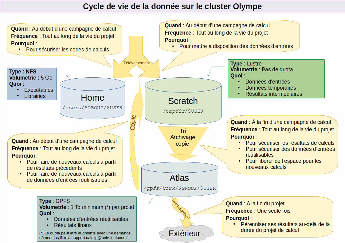 Le cycle de vie de la données sur Olympe