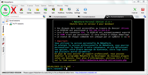 L'écran mobaxterm au lancement